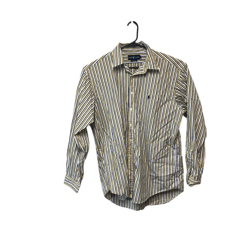 Ralph Lauren Classic Fit Size 17 XL Yellow and Blue Long Sleeve